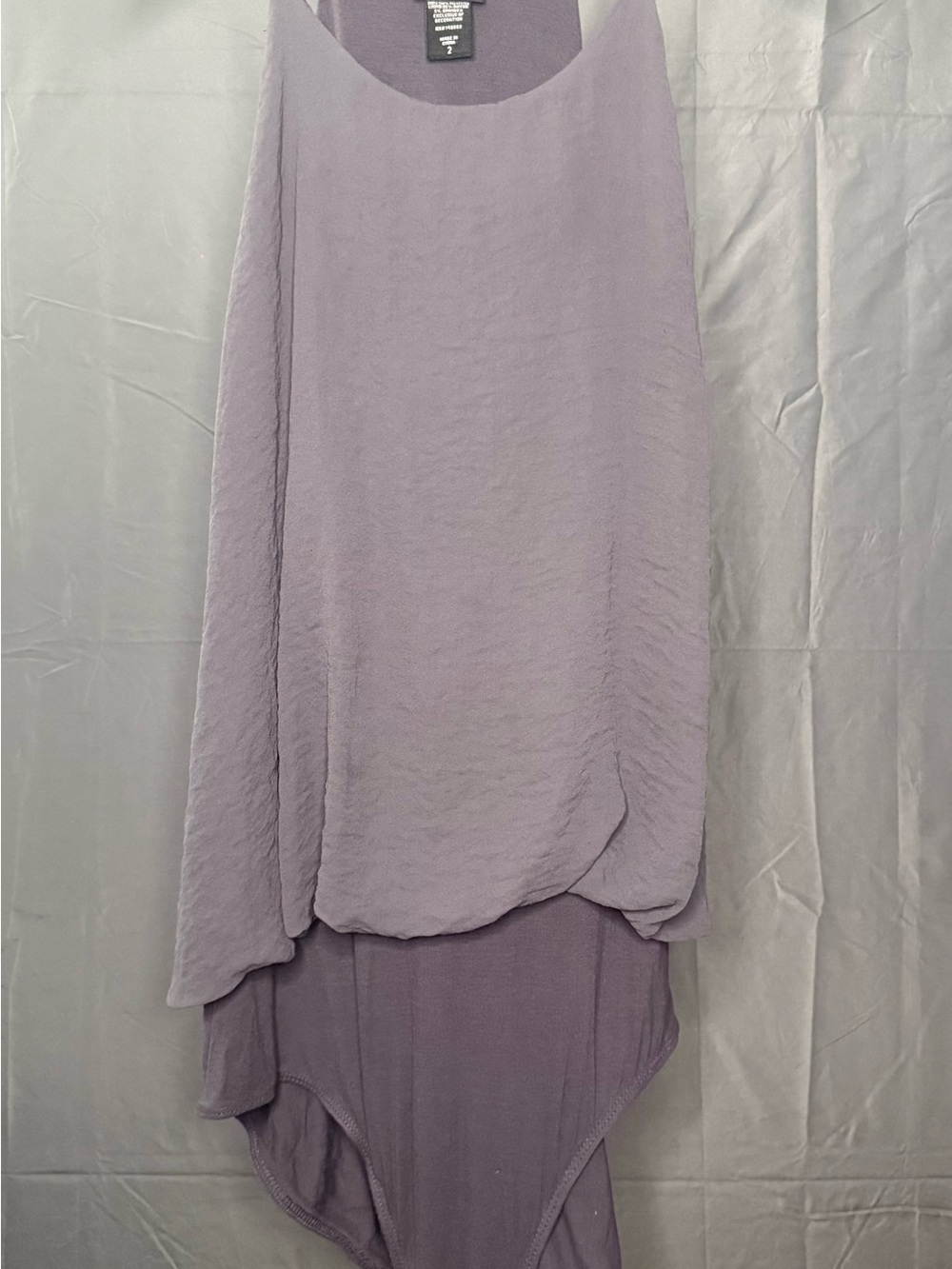 Torrid Purple Chiffon Layered Cami Bodysuit, Strappy High-Low Overlay